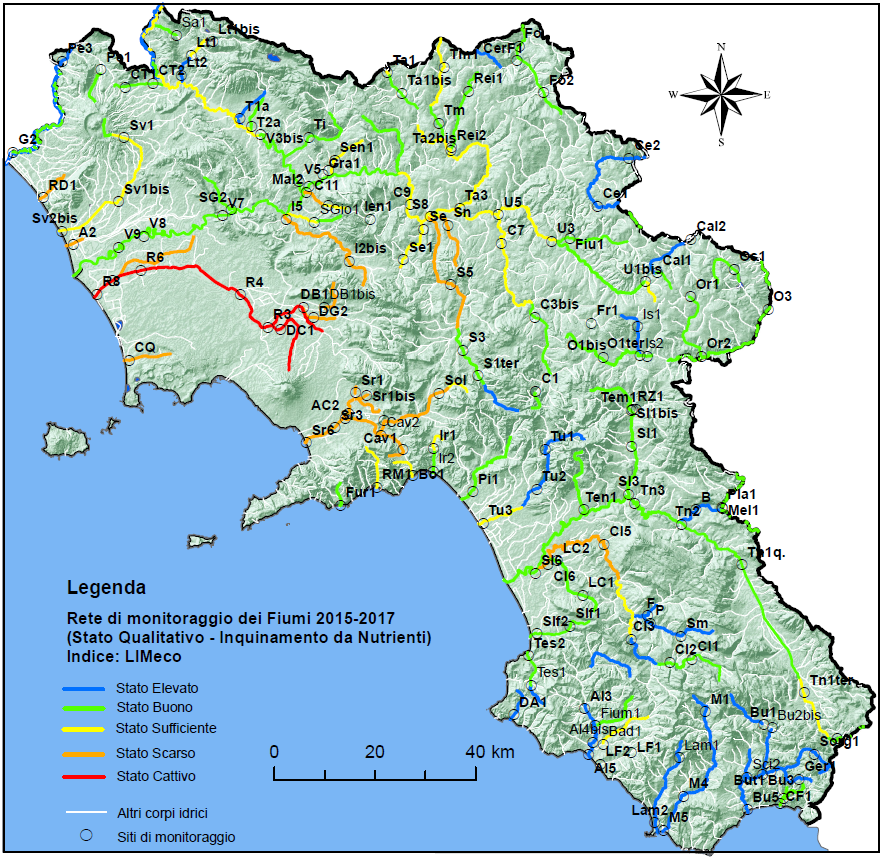 Rete di monitoraggio fiumi 2015 2017 Inquinamento da Nutrienti