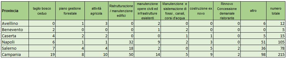Pratiche VINCA  distinte per tipologia di progetto/intervento  esaminate dalla Commissione VIA VAS VI  con la partecipazione di ARPAC nell’anno 2024 -base provinciale-