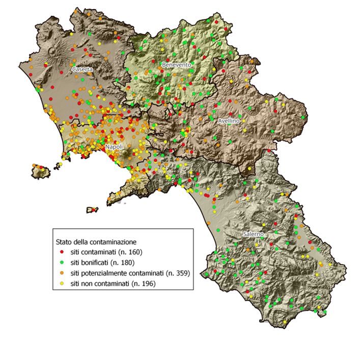 Distribuzione dello stato di contaminazione in Regione Campania 2024