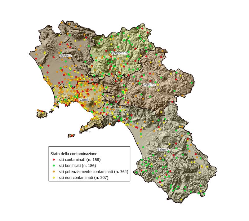 Distribuzione dello stato di contaminazione in Regione Campania 2025