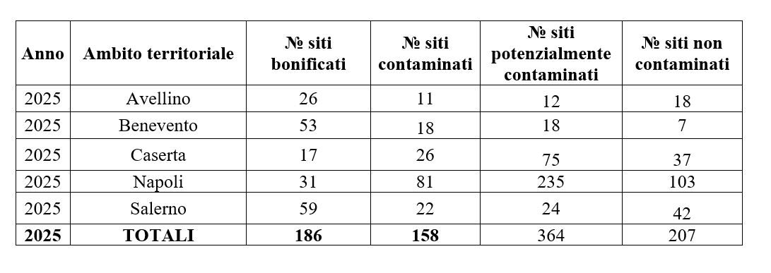 Numero di siti raggruppati per provincia 2025